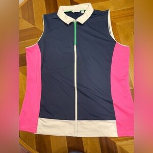Lady Hagen Navy and Pink tank top quarter zip